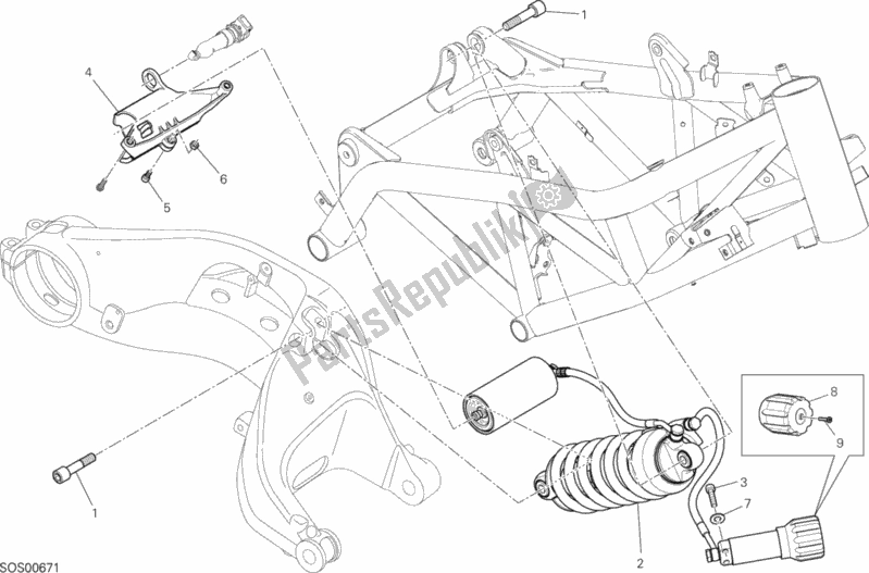 All parts for the Sospensione Posteriore of the Ducati Hypermotard Hyperstrada USA 821 2015